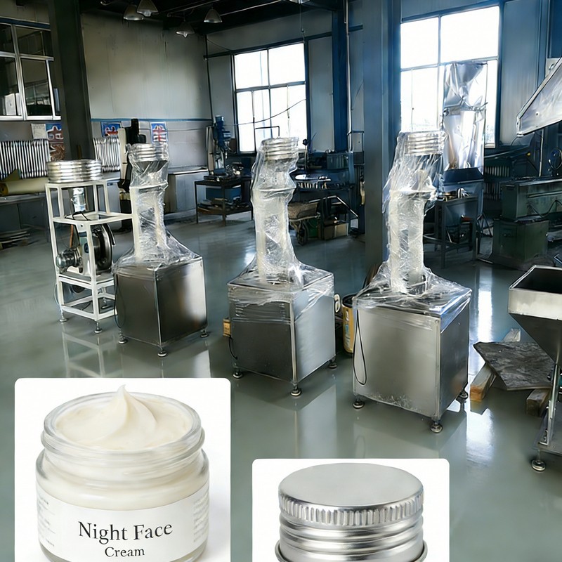 나이트 페이스 크림 스레드 캡 생산 라인